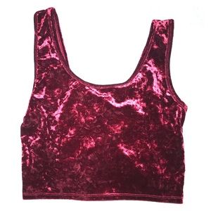Maroon velvet crop top